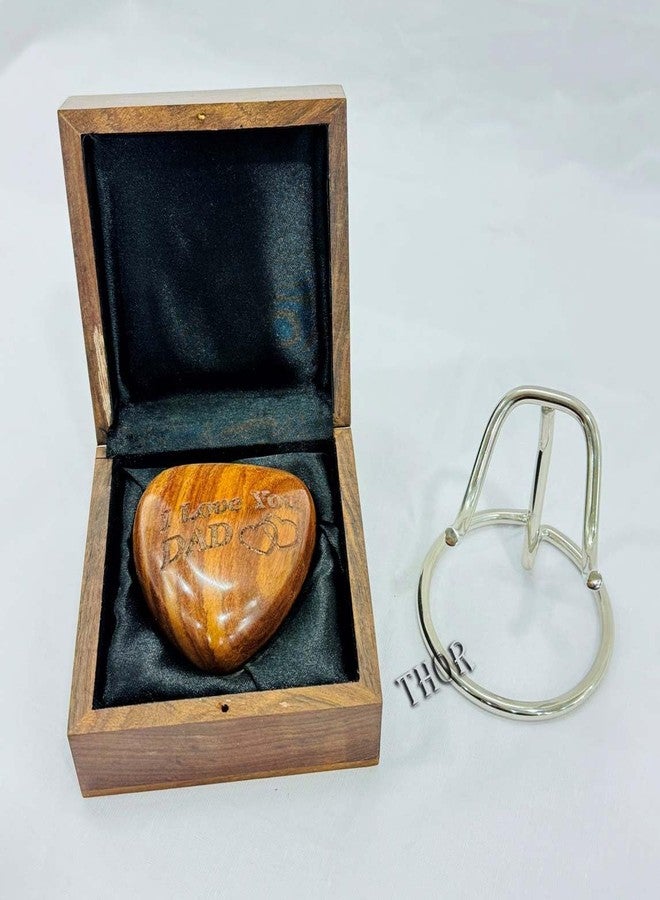 THOR INSTRUMENTS جرة خشبية على شكل قلب لحفظ رماد الحيوانات الأليفة، مصنوعة يدوياً - مثالية للبالغين والرضع، مع صندوق خشبي وحامل، 3 بوصات (أحبك يا أبي). - Image 5